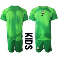 Echipament fotbal Brazilia Portar Tricou Deplasare Mondial 2022 pentru copii maneca scurta (+ Pantaloni scurti)